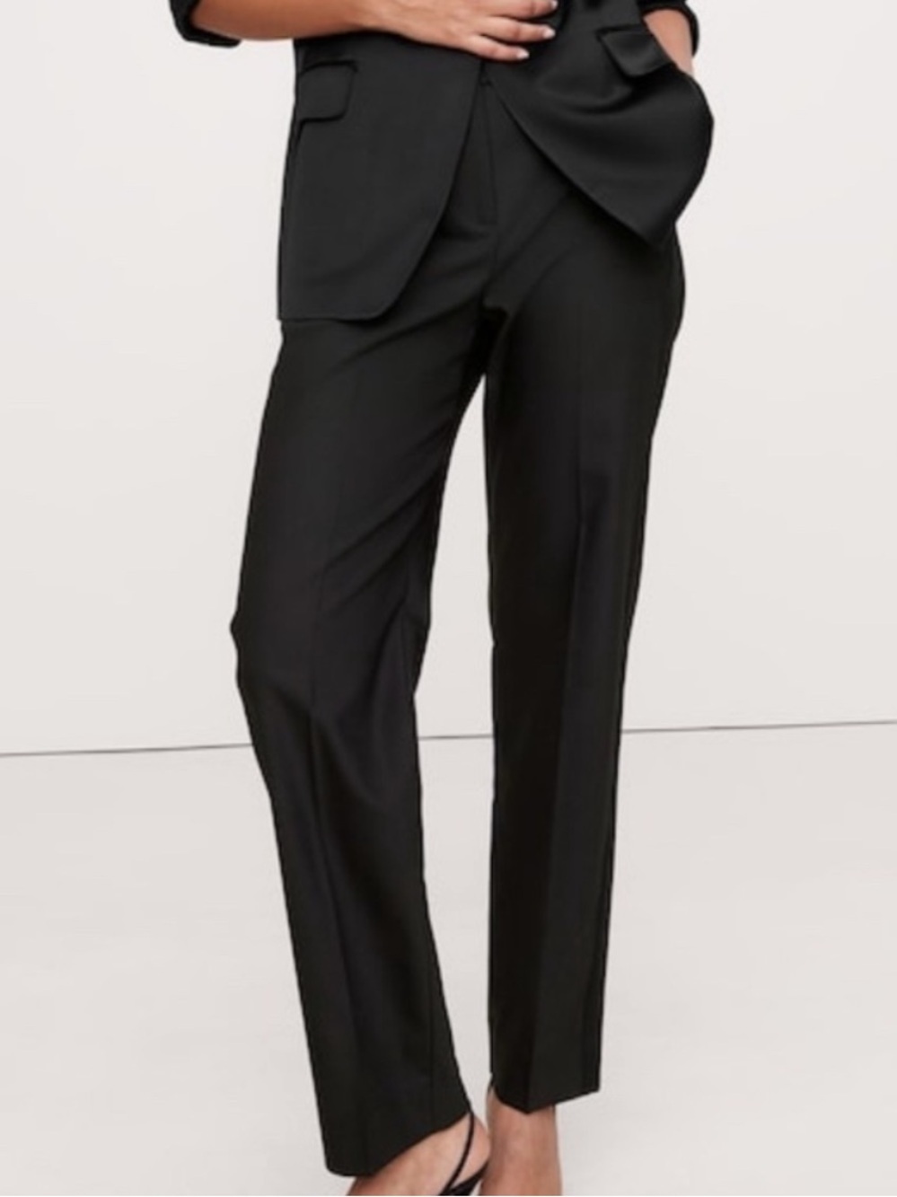Banana Republic Black Italian Wool Tapered Tuxedo Pants | 4